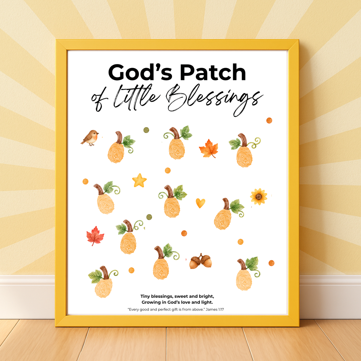 God’s Patch of Little Blessings Fingerprint Pumpkin Craft | Christian Fall Printable for Kids