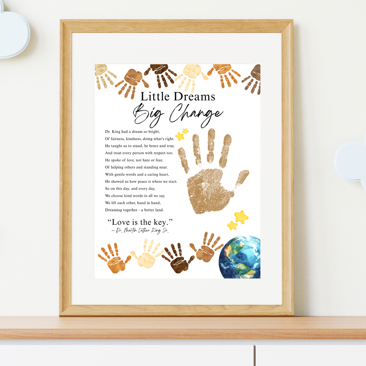 Martin Luther King Jr. Handprint Craft for Kids | MLK Day Little Dreams Big Change Printable Activity