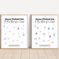 Jesus Picked Me to Be One of a Kind Fingerprint Snowflake Craft | Christian Winter Printable for Kids