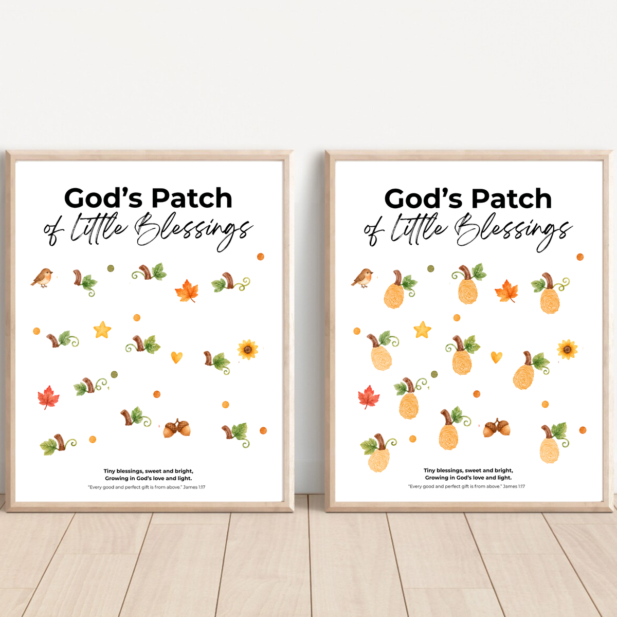 God’s Patch of Little Blessings Fingerprint Pumpkin Craft | Christian Fall Printable for Kids