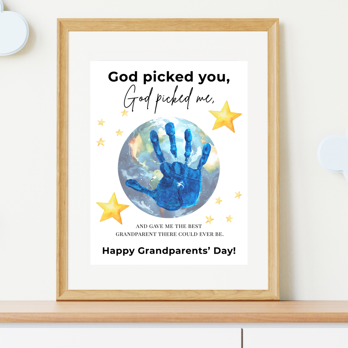 Grandparents Day Handprint Craft Printable | “God Picked You, God Picked Me” Faith-Based Grandparent Keepsake | Kids Christian Art PDF