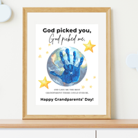 Grandparents Day Handprint Craft Printable | “God Picked You, God Picked Me” Faith-Based Grandparent Keepsake | Kids Christian Art PDF