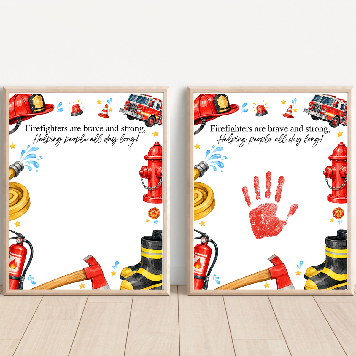 Firefighter Handprint Craft for Kids | Community Helpers Printable | Preschool Fire Safety Activity
