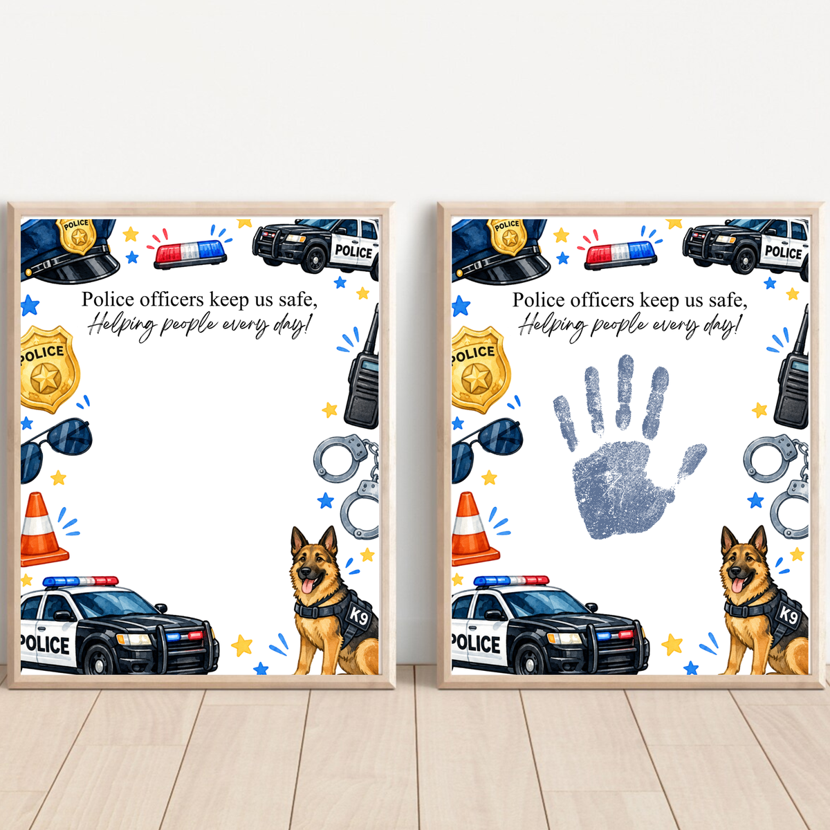 Police Officer Handprint Craft for Kids | Community Helpers Printable | Preschool Police Activity