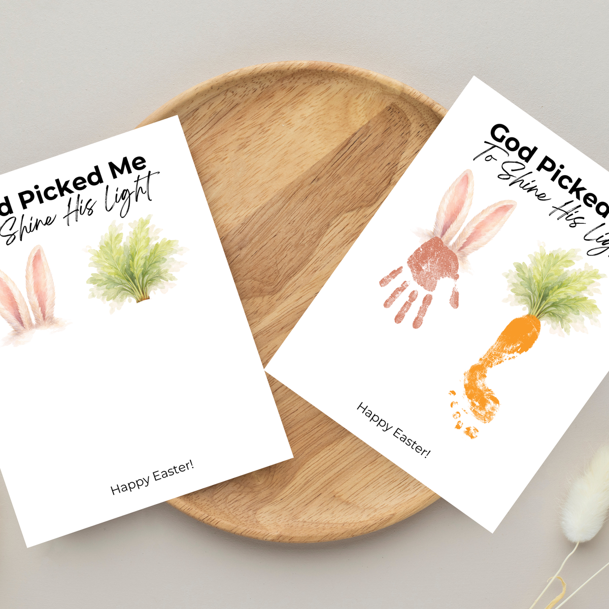 God Picked Me to Shine His Light Easter Handprint Craft Printable | Christian Bunny & Carrot Keepsake | Faith-Based Kids Easter Activity PDF