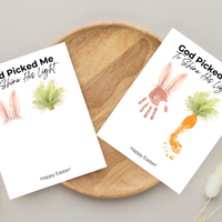 God Picked Me to Shine His Light Easter Handprint Craft Printable | Christian Bunny & Carrot Keepsake | Faith-Based Kids Easter Activity PDF