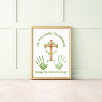 I’m Not Lucky, I’m Blessed St. Patrick’s Day Handprint Craft Printable (Curved Green Title Design) | Faith-Based Shamrock Cross Keepsake | Christian Kids Activity PDF