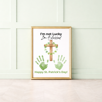 I’m Not Lucky, I’m Blessed St. Patrick’s Day Handprint Craft Printable | Faith-Based Shamrock Cross Keepsake | Christian Kids Activity PDF