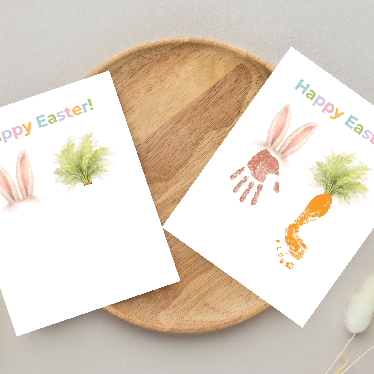 Happy Easter Bunny & Carrot Handprint Keepsake Printable | Easter Memory Art | Spring Kids Activity PDF