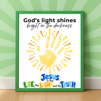God’s Light Shines Handprint Craft for Kids | Jesus Life Light Truth Christian Printable | Bible Sunday School Activity