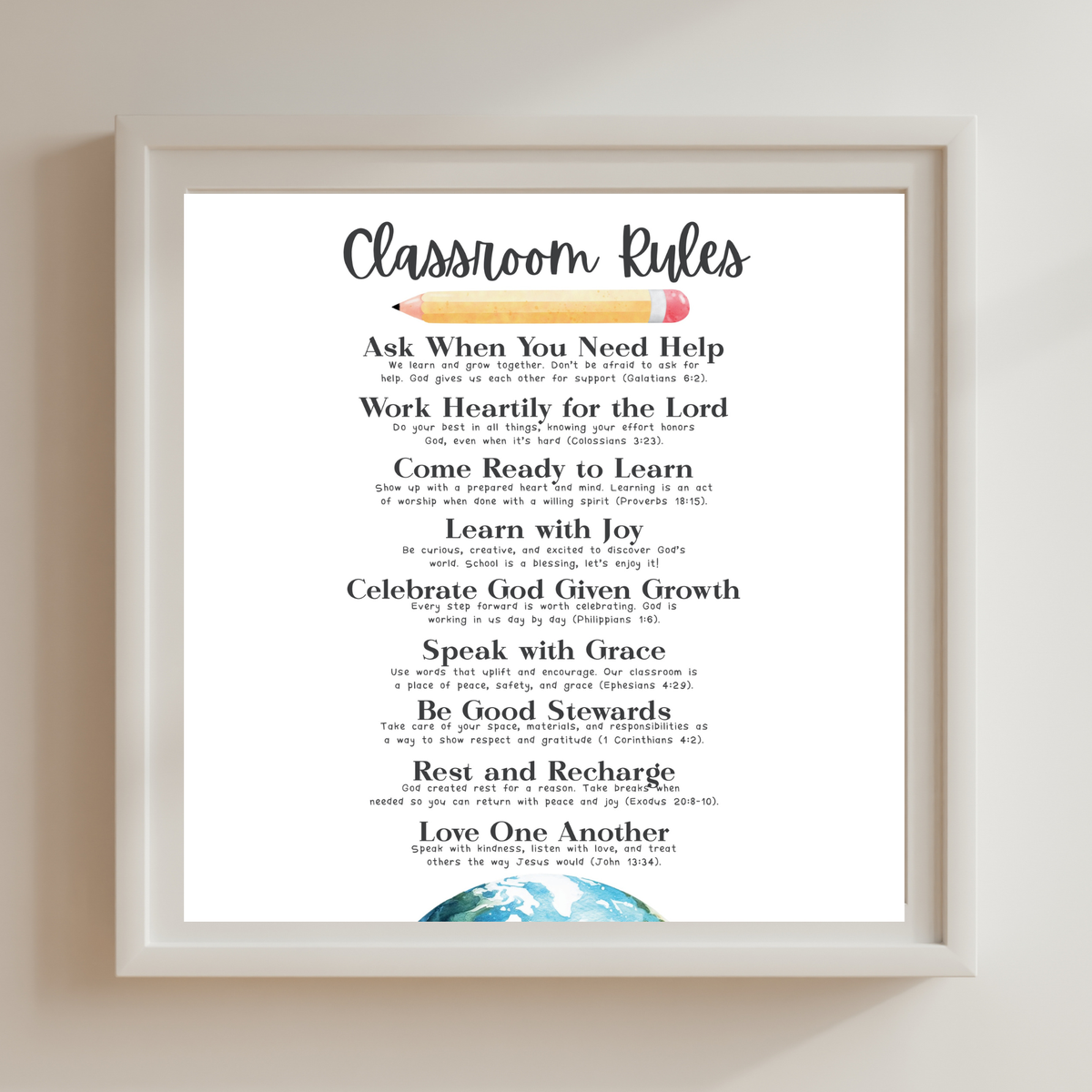 Christian Classroom Rules Printable Poster Set | Bible Classroom Decor | Christian School Rules | Sunday School Wall Art | Homeschool Classroom Poster