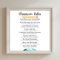 Christian Classroom Rules Printable Poster Set | Bible Classroom Decor | Christian School Rules | Sunday School Wall Art | Homeschool Classroom Poster