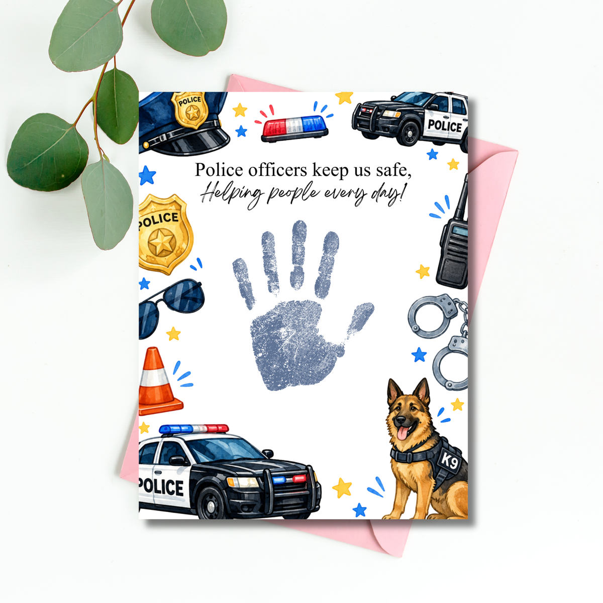 Police Officer Handprint Craft for Kids | Community Helpers Printable | Preschool Police Activity