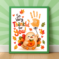 Thanksgiving Handprint Craft for Kids | So Very Thankful for You Printable | Turkey Fall Keepsake