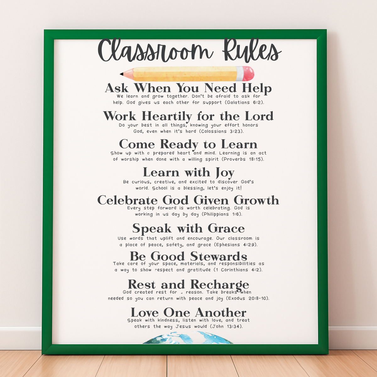 Christian Classroom Rules Printable Poster Set | Bible Classroom Decor | Christian School Rules | Sunday School Wall Art | Homeschool Classroom Poster