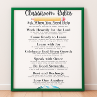 Christian Classroom Rules Printable Poster Set | Bible Classroom Decor | Christian School Rules | Sunday School Wall Art | Homeschool Classroom Poster