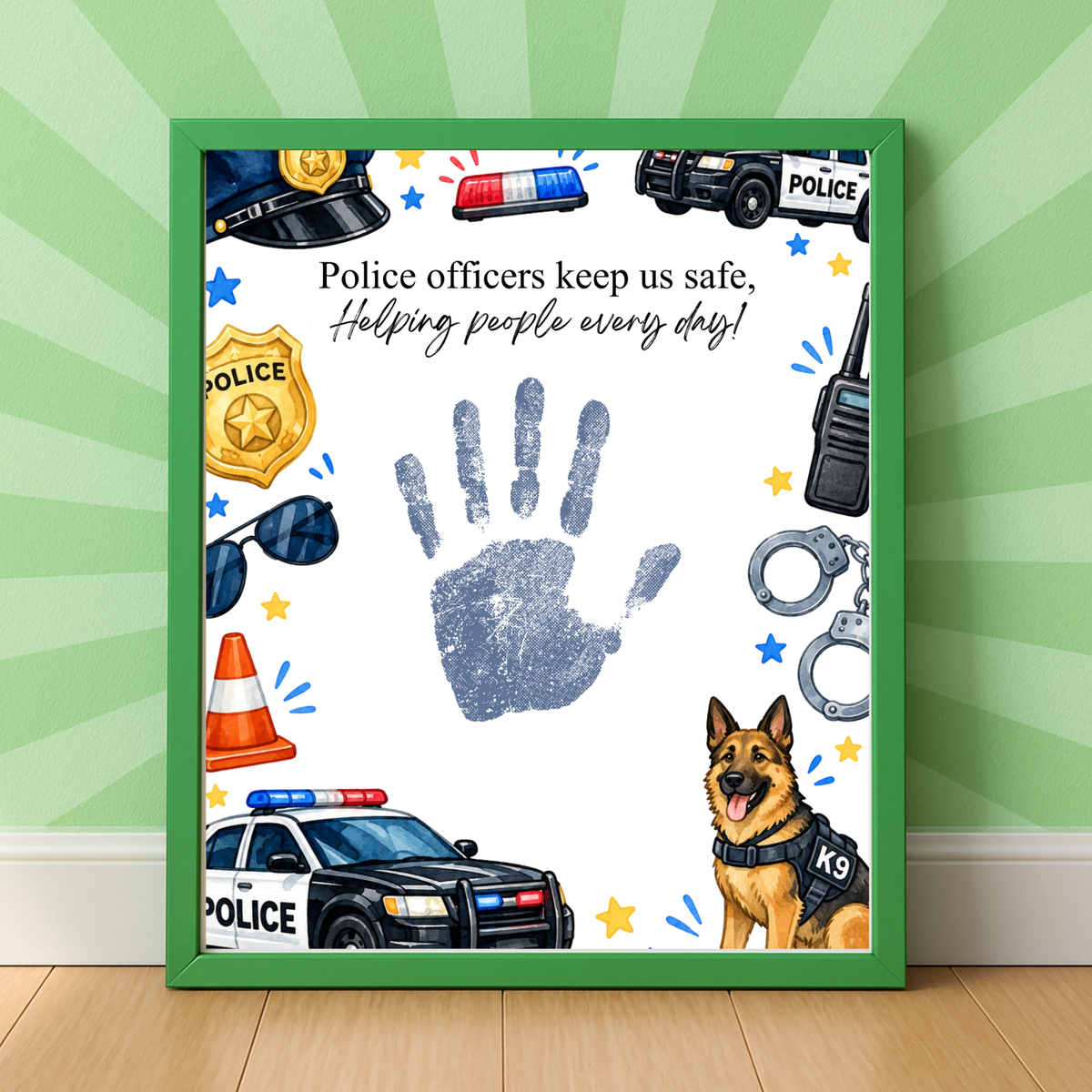 Police Officer Handprint Craft for Kids | Community Helpers Printable | Preschool Police Activity