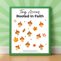 Christian Fall Fingerprint Craft for Kids | Tiny Acorns Rooted in Faith Printable | Autumn Bible Activity