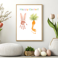Happy Easter Bunny & Carrot Handprint Keepsake Printable | Easter Memory Art | Spring Kids Activity PDF