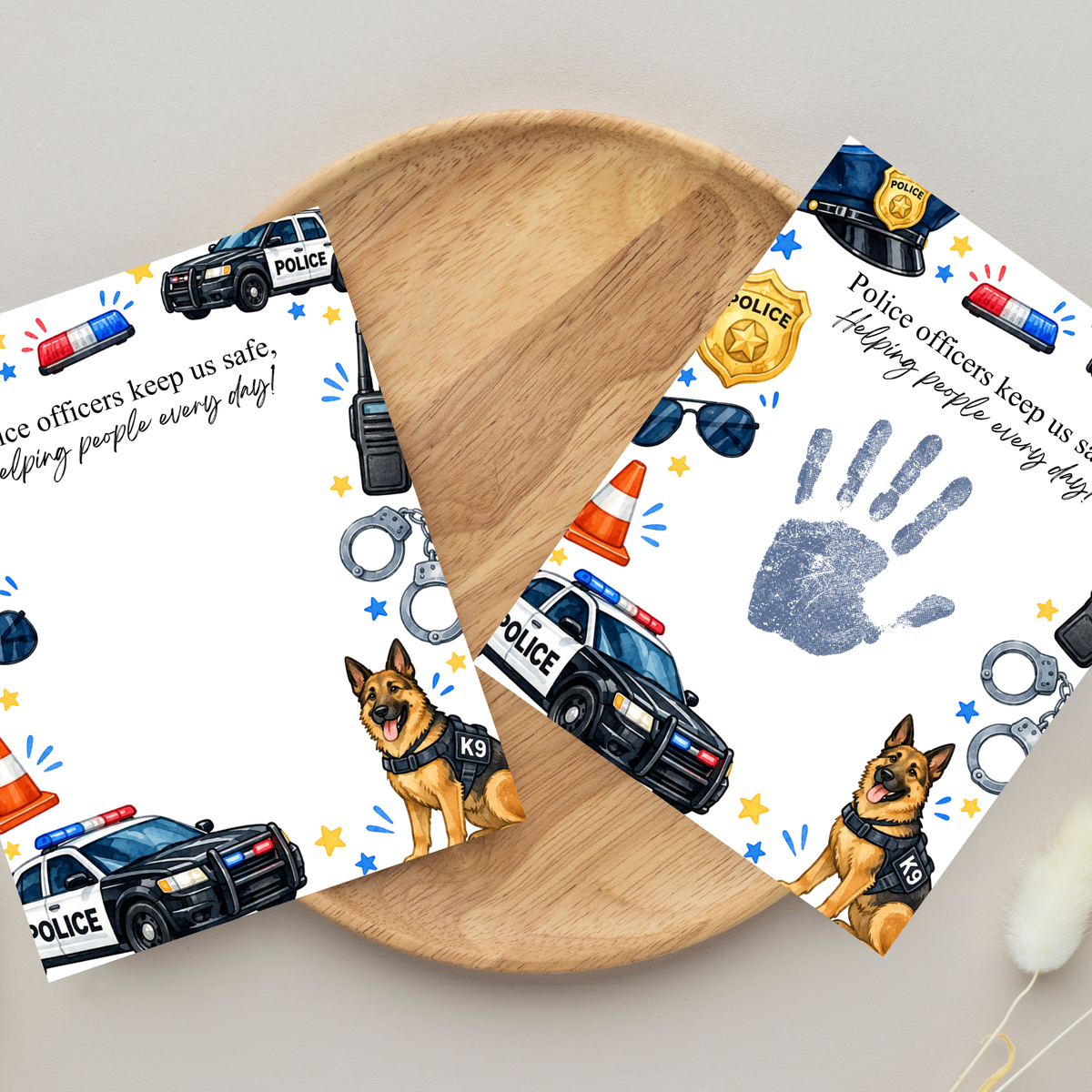 Police Officer Handprint Craft for Kids | Community Helpers Printable | Preschool Police Activity
