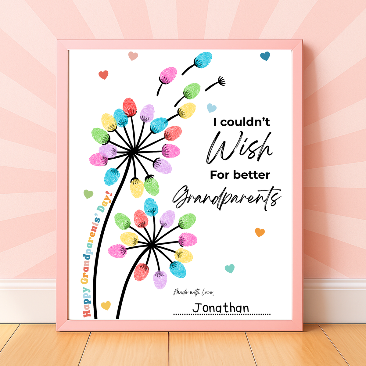 Grandparents Day Fingerprint Craft for Kids | I Couldn’t Wish for Better Grandparents Printable | Dandelion Keepsake