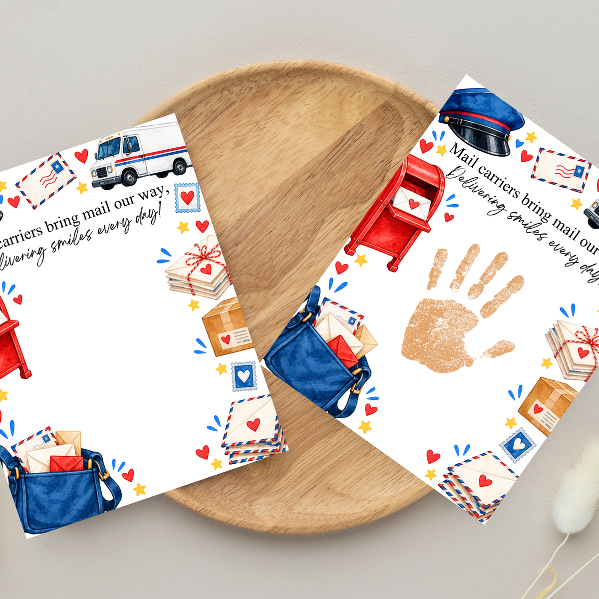 Mail Carrier Handprint Craft for Kids | Community Helpers Printable | Preschool Post Office Activity