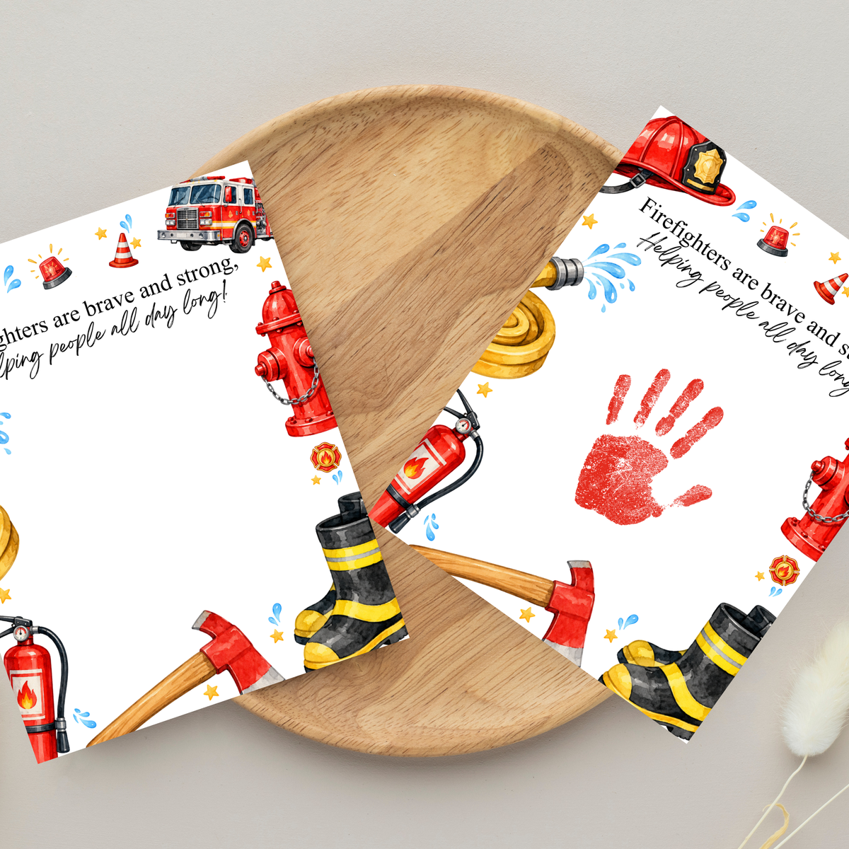 Firefighter Handprint Craft for Kids | Community Helpers Printable | Preschool Fire Safety Activity