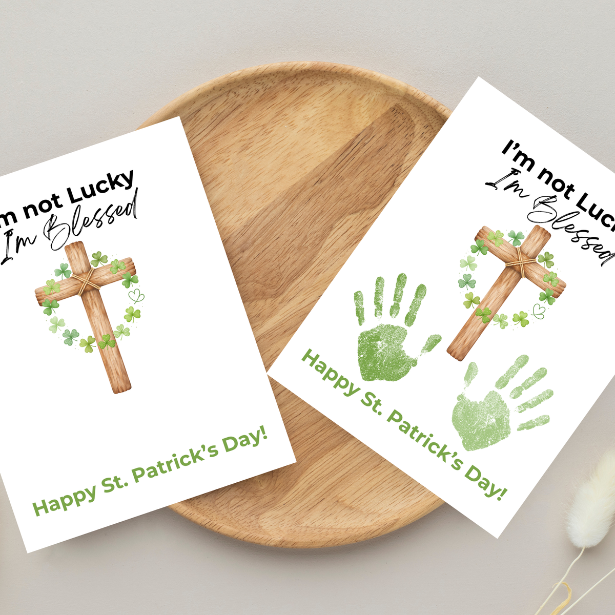 I’m Not Lucky, I’m Blessed St. Patrick’s Day Handprint Craft Printable | Faith-Based Shamrock Cross Keepsake | Christian Kids Activity PDF