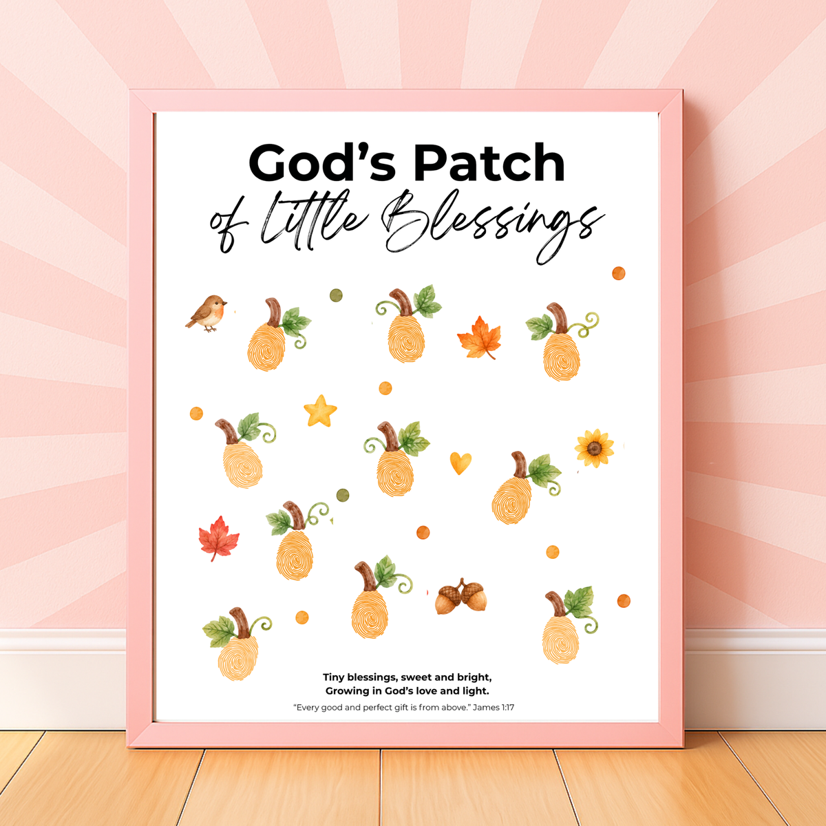 God’s Patch of Little Blessings Fingerprint Pumpkin Craft | Christian Fall Printable for Kids