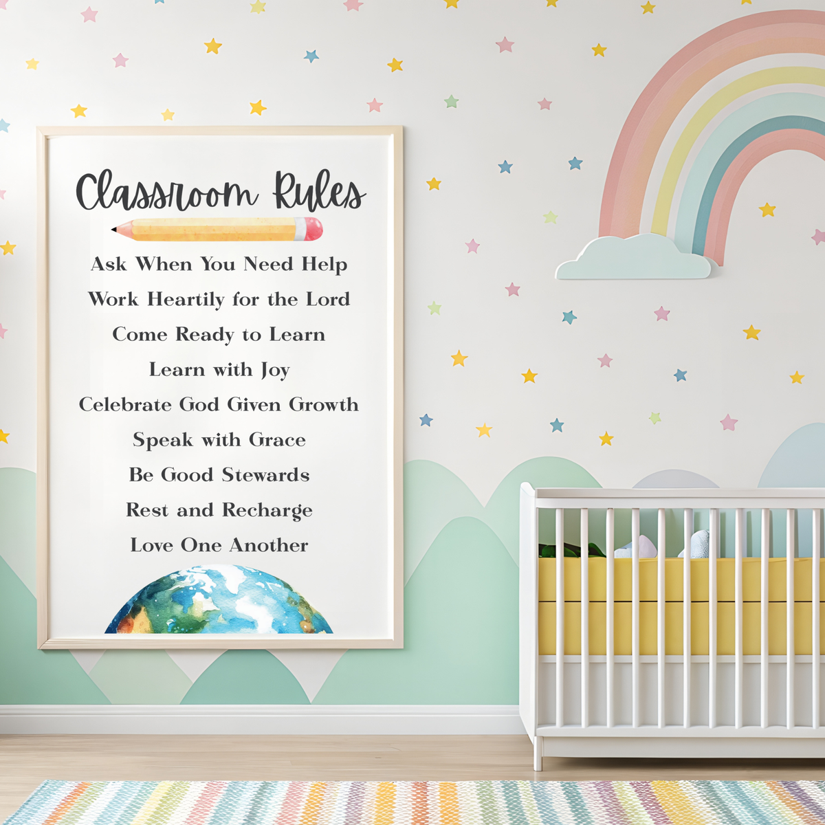 Christian Classroom Rules Printable Poster Set | Bible Classroom Decor | Christian School Rules | Sunday School Wall Art | Homeschool Classroom Poster