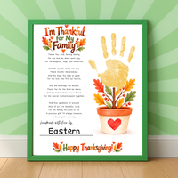 I'm Thankful for My Family Thanksgiving Handprint Craft | Christian Fall Keepsake Printable for Kids