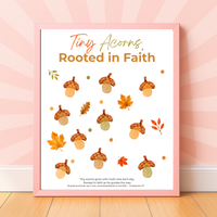 Christian Fall Fingerprint Craft for Kids | Tiny Acorns Rooted in Faith Printable | Autumn Bible Activity