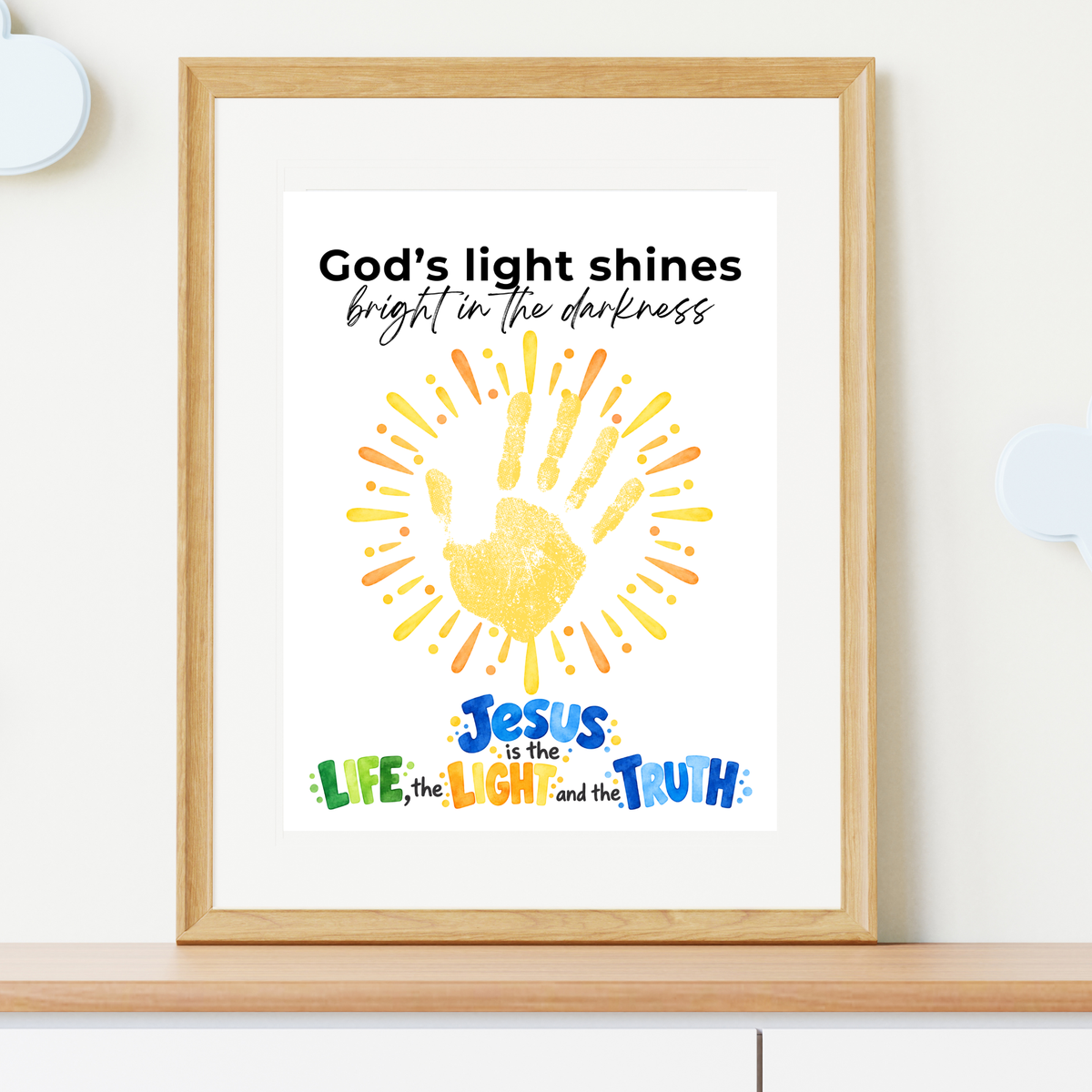 God’s Light Shines Handprint Craft for Kids | Jesus Life Light Truth Christian Printable | Bible Sunday School Activity