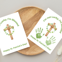 I’m Not Lucky, I’m Blessed St. Patrick’s Day Handprint Craft Printable (Curved Green Title Design) | Faith-Based Shamrock Cross Keepsake | Christian Kids Activity PDF