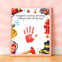 Firefighter Handprint Craft for Kids | Community Helpers Printable | Preschool Fire Safety Activity