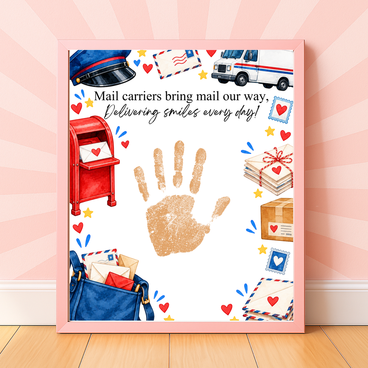 Mail Carrier Handprint Craft for Kids | Community Helpers Printable | Preschool Post Office Activity