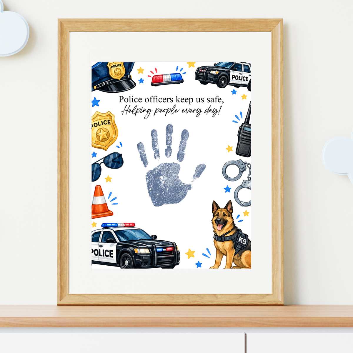 Police Officer Handprint Craft for Kids | Community Helpers Printable | Preschool Police Activity
