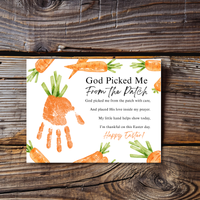 God Picked Me From the Patch Easter Handprint Craft Printable | Christian Easter Carrot Keepsake | Faith-Based Kids Activity PDF