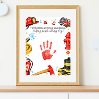 Firefighter Handprint Craft for Kids | Community Helpers Printable | Preschool Fire Safety Activity