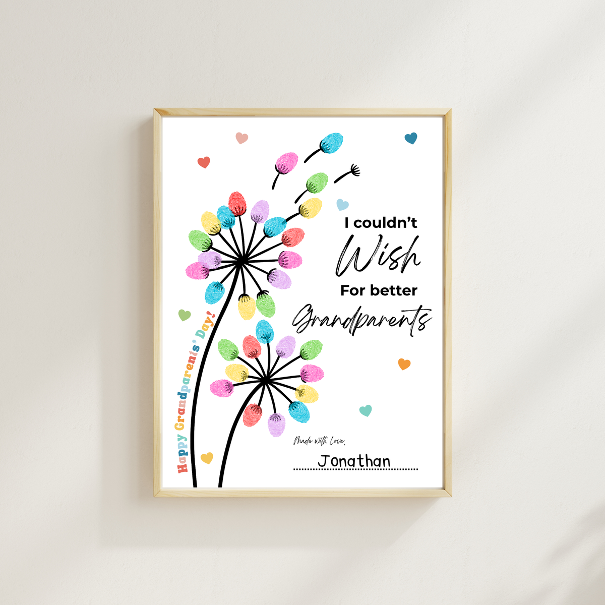 Grandparents Day Fingerprint Craft for Kids | I Couldn’t Wish for Better Grandparents Printable | Dandelion Keepsake