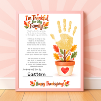 I'm Thankful for My Family Thanksgiving Handprint Craft | Christian Fall Keepsake Printable for Kids