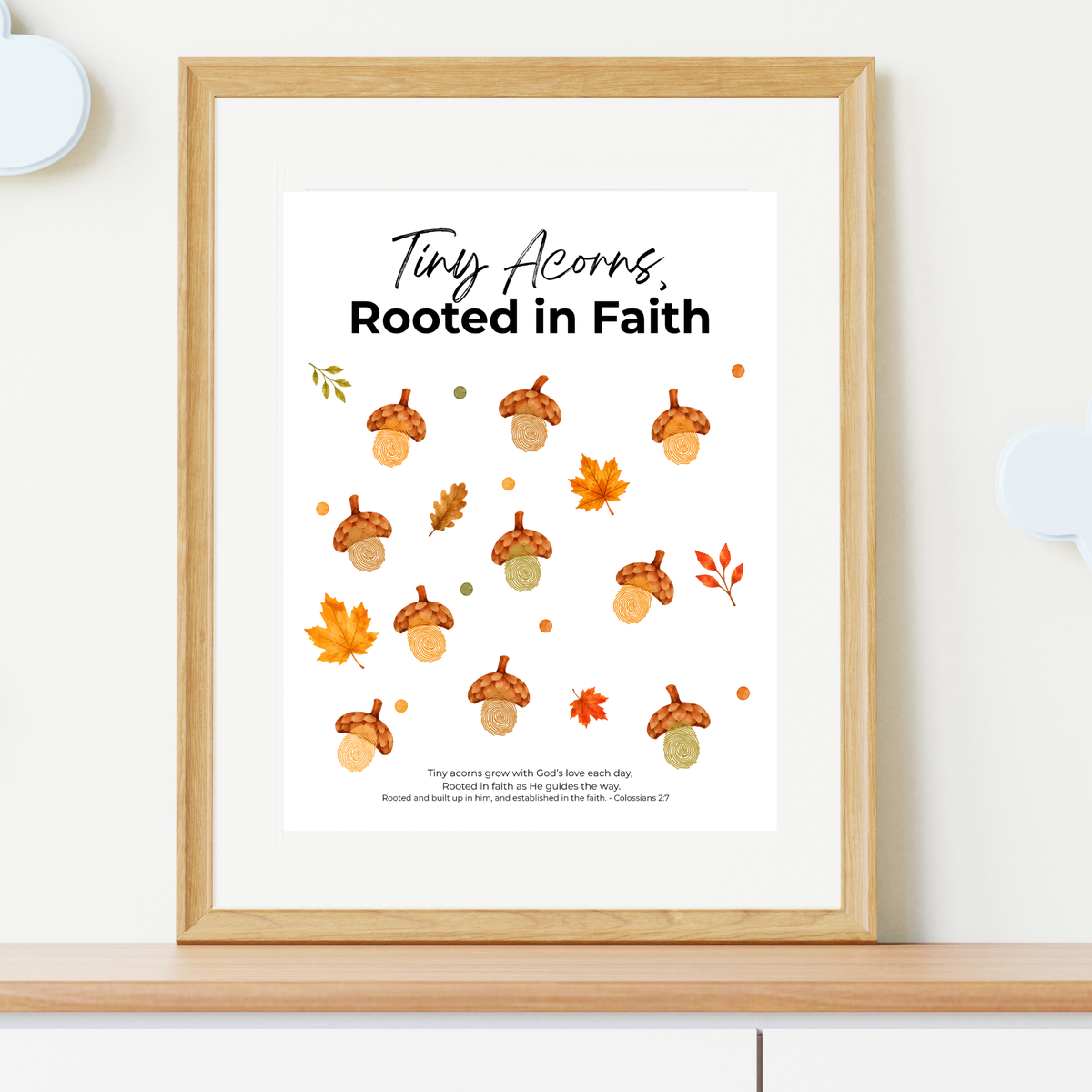 Christian Fall Fingerprint Craft for Kids | Tiny Acorns Rooted in Faith Printable | Autumn Bible Activity
