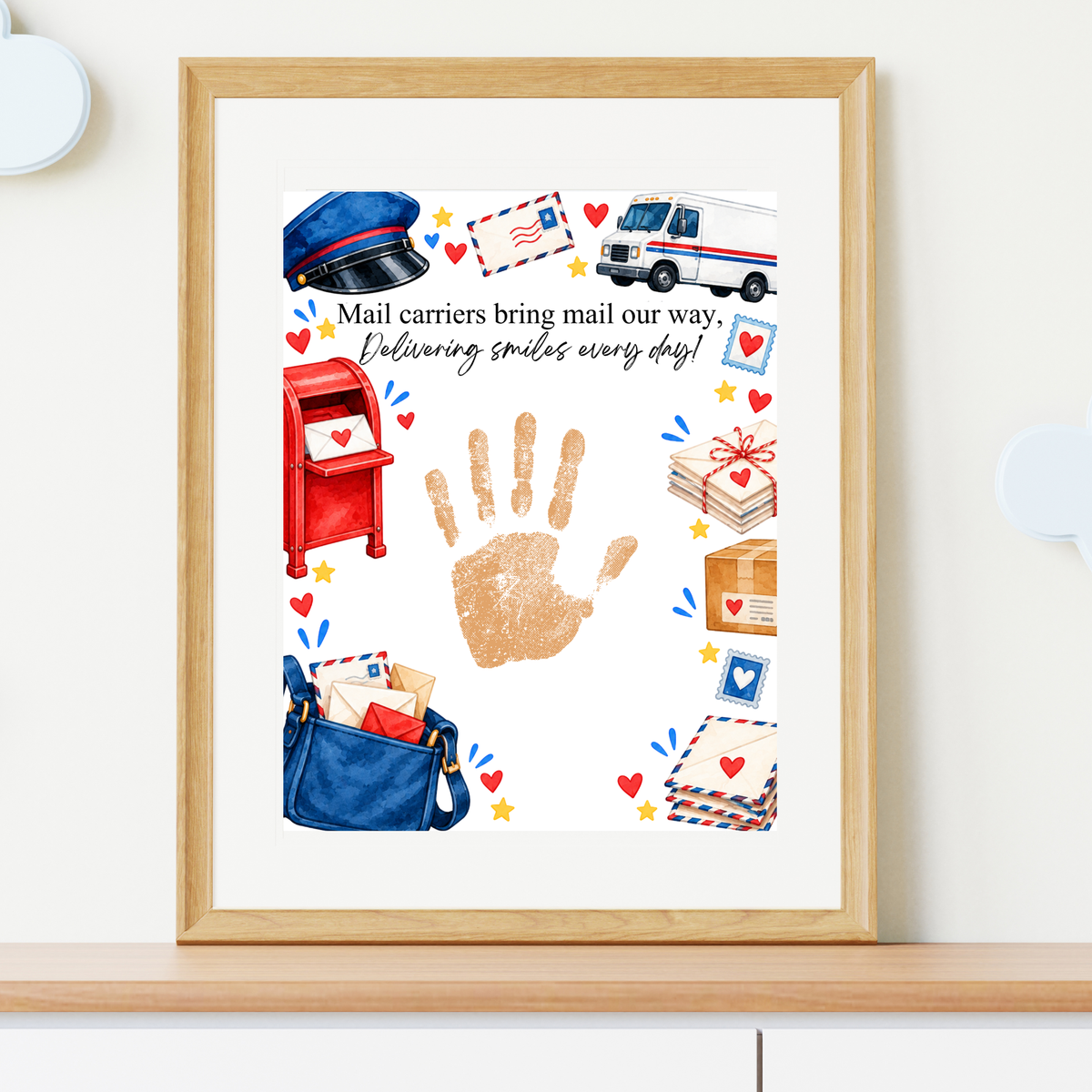 Mail Carrier Handprint Craft for Kids | Community Helpers Printable | Preschool Post Office Activity