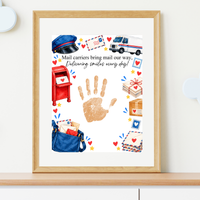 Mail Carrier Handprint Craft for Kids | Community Helpers Printable | Preschool Post Office Activity