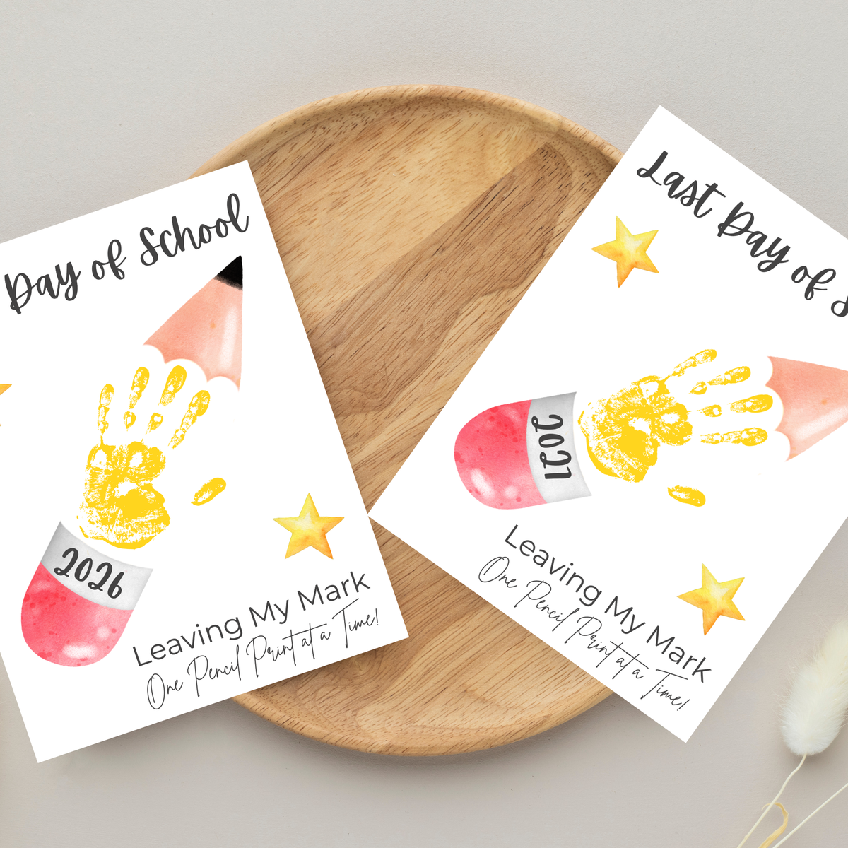 First & Last Day of School Handprint Printable for Kids | School Milestone Keepsake | Leaving My Mark One Pencil Print at a Time