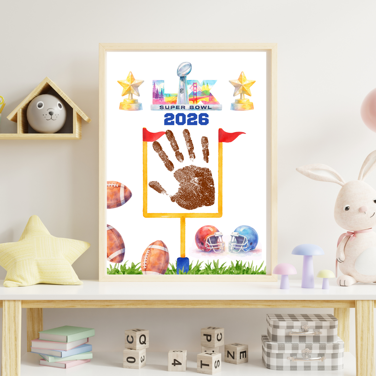 Football Championship 2026 Handprint Craft Printable for Kids | Big Game Keepsake Art | Sports-Themed PDF