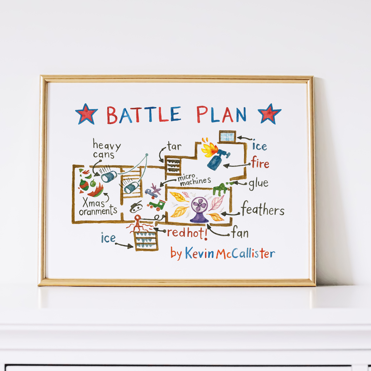 Battle Plan Kids Printable Wall Art | Funny Holiday Trap Blueprint Poster | Movie Night Decor | Playroom Art Print | Multiple Sizes Included