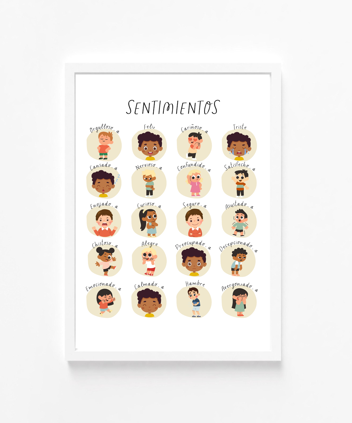 Spanish Feelings Poster | Emotional Awareness Chart for Kids | Educational Classroom & Home Wall Art
