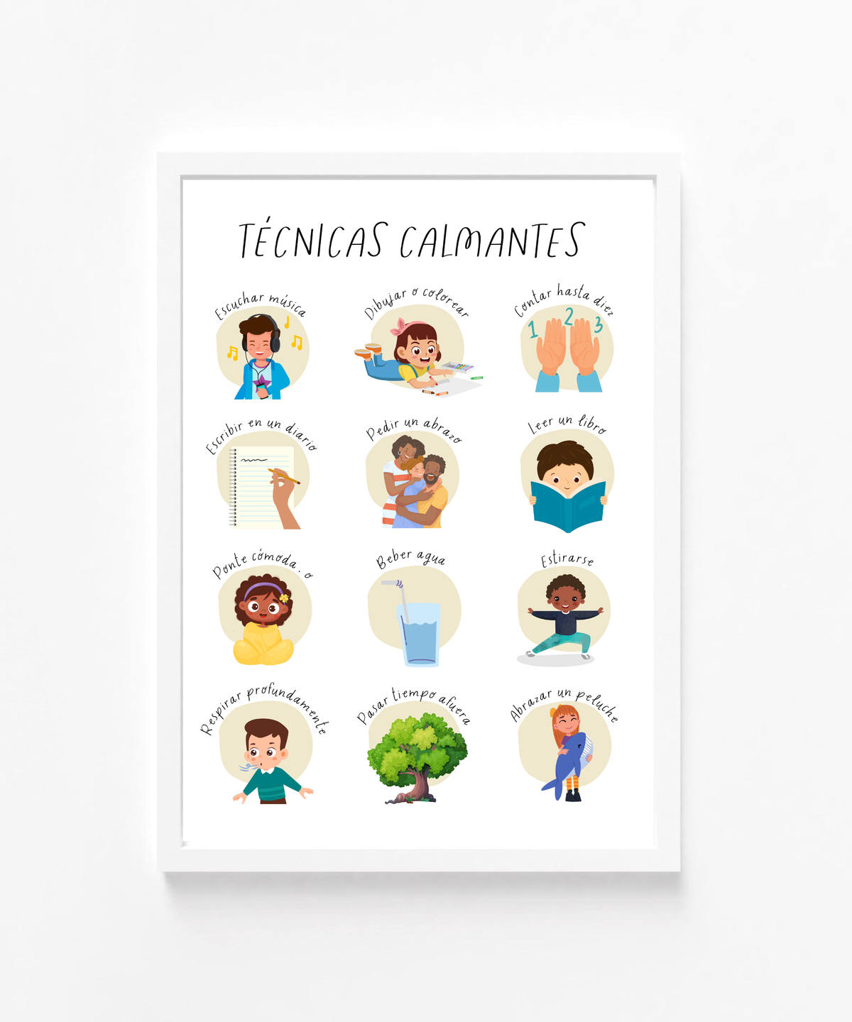 Spanish Calming Techniques Poster | Emotional Regulation Chart for Kids | Educational Classroom & Home Wall Art