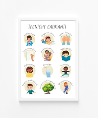 Italian Calming Techniques Poster | Emotional Regulation Chart for Kids | Educational Classroom & Home Wall Art
